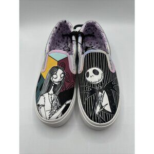 Disney Womens Black Sneaker Shoes Size 6.5 Nightmare‎ Before Christmas Slip On
